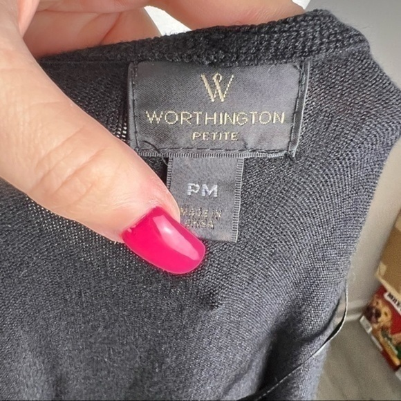 Worthington womens size petite medium black open front cardigan - Picture 8 of 10
